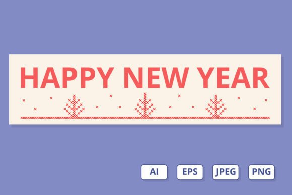 Happy New Year Embroidery Style Banner Review