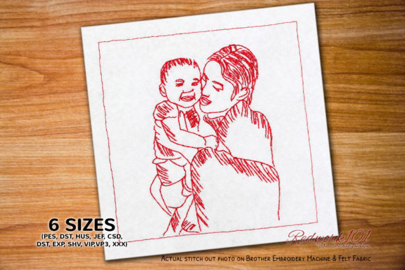 Mom Kissing Little Boy Embroidery Design